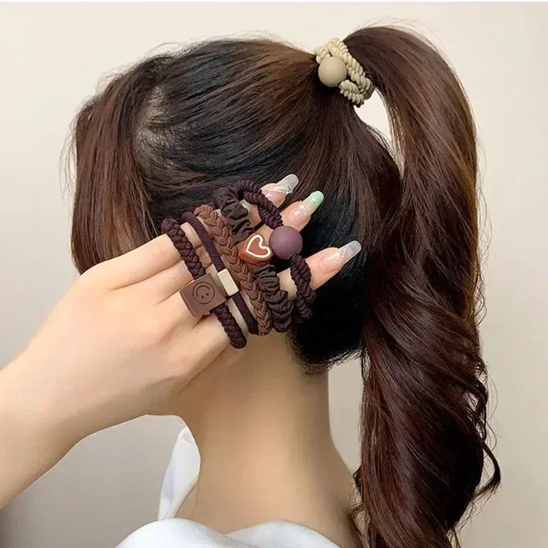5pcs/Bag Seamless Bow Hair Ties