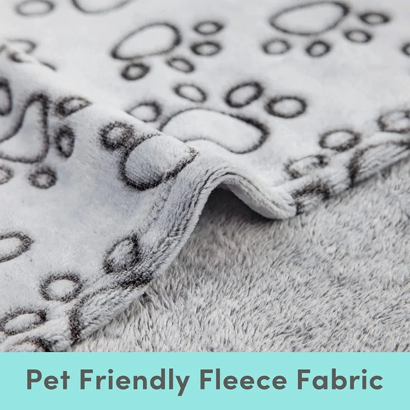 Paws Pattern Pet Blanket - Soft Fluffy Travel Mat & Bed for Cats and Dogs