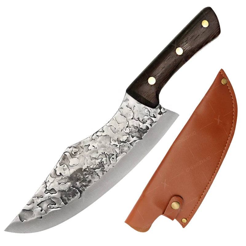 Handmade Forged Meat Cleaver Chef Knives Butcher Boning Knife Kitchen Knives Fishing Knife Fruit Barbecue Knife with Cover