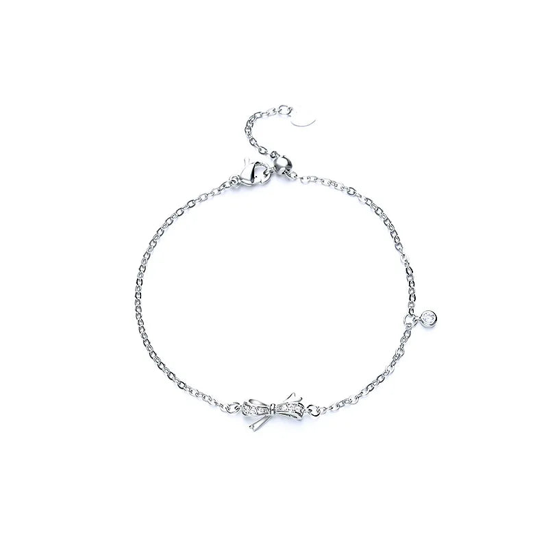 VENTFILLE 925 Silver Diamond-Studded Butterfly Bracelet Women's Fashion Temperament Flower Adjustable Bracelet