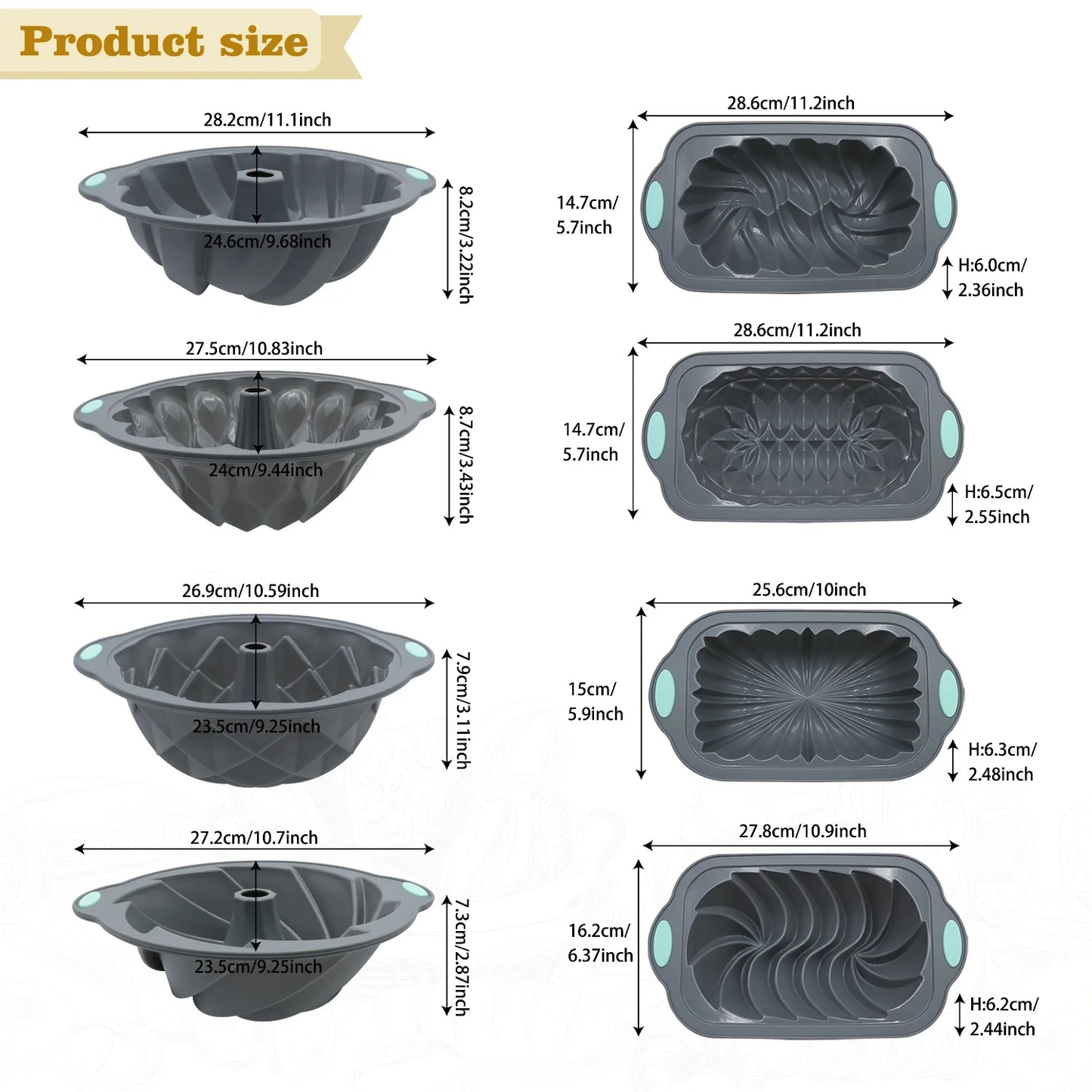Silicone Bakeware Set Versatile Cake Molds Non-Stick Flower & Assorted Shapes Baking Pans Muffins Chocolates Moulds
