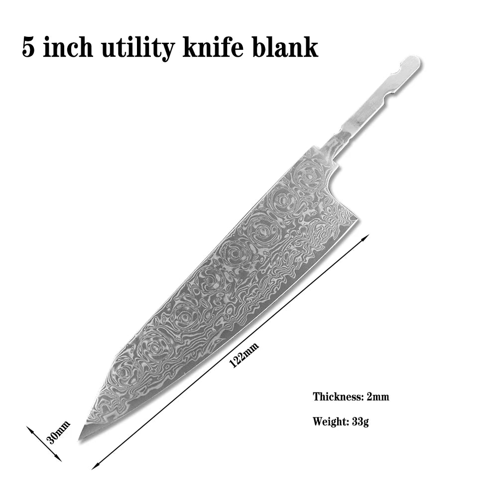 Sharp DIY Chef Fruit Utility Knife Blank VG10 Damascus Steel Blade Material Semi-finished Knife Embryo Japanese Style