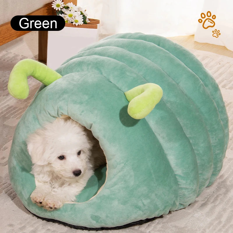 Cartoon Caterpillar Pet House - Warm Foldable Bed for Dogs & Cats