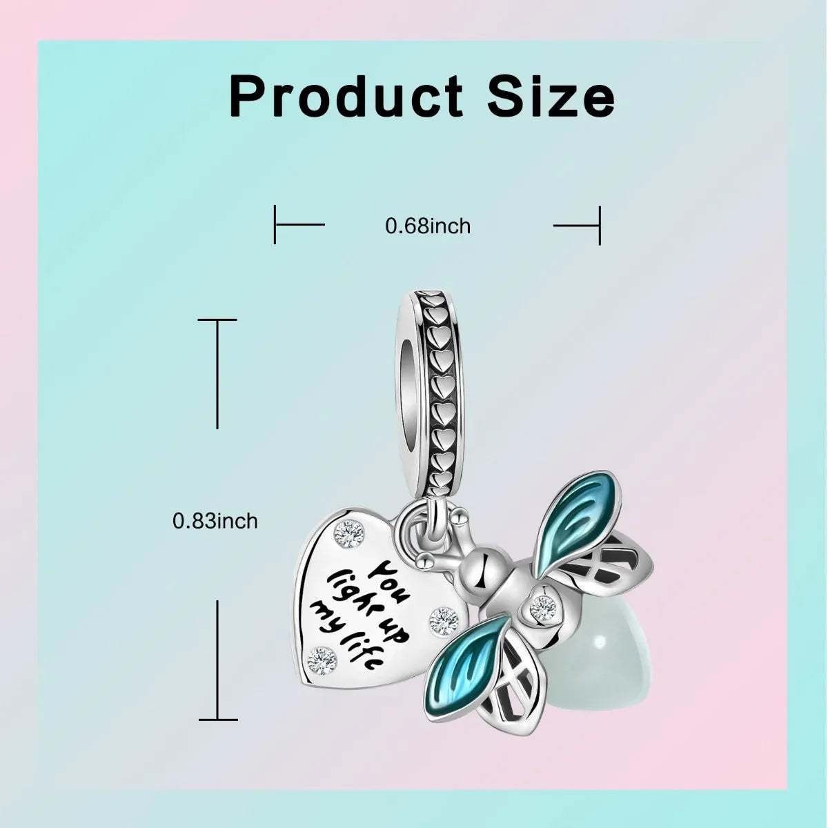 Authentic 925 Sterling Silver Luminous Firefly Charms Bee Light Bulb Beads Ring Earrings Fit Original Bracelets DIY Jewelry Gift