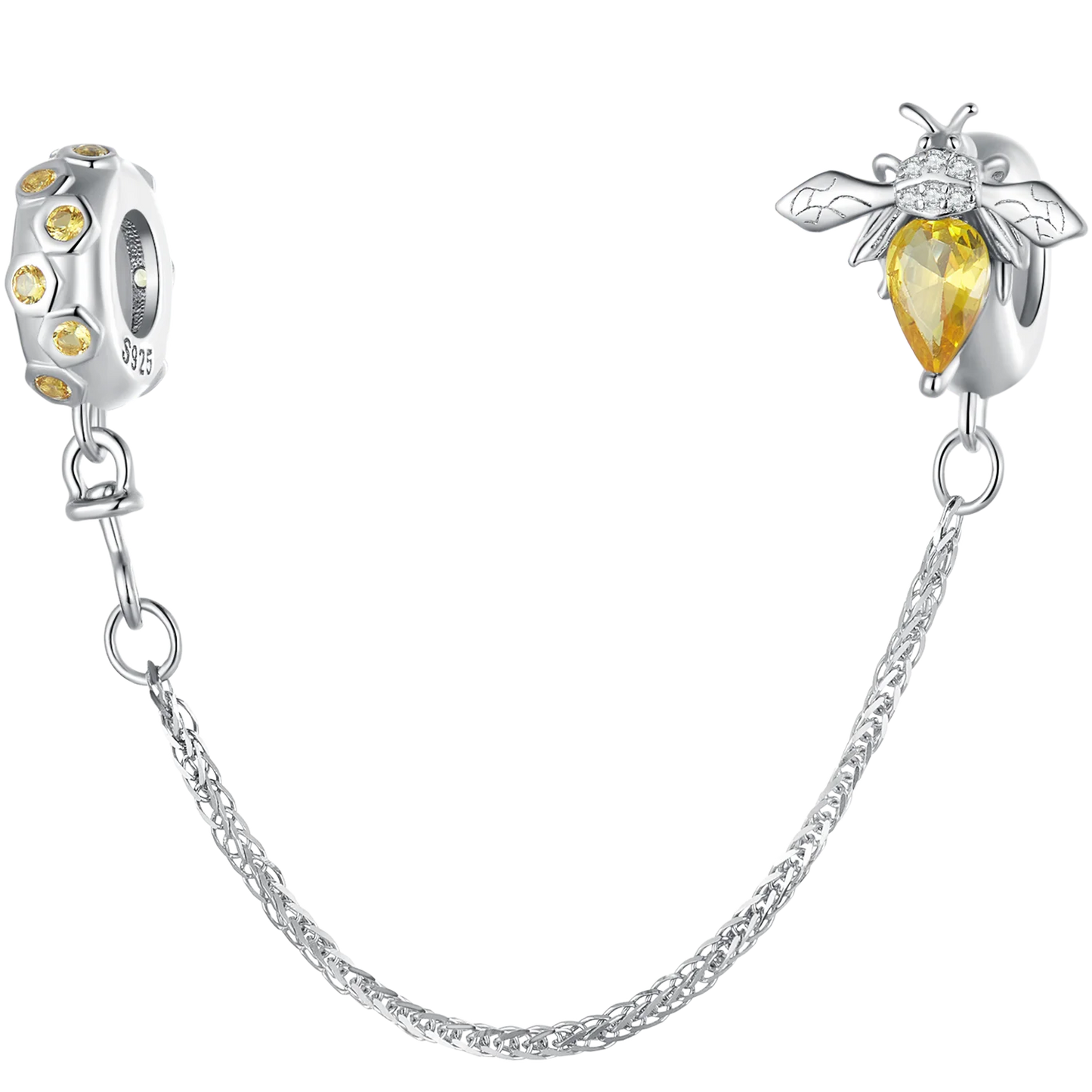 WOSTU 925 Sterling Silver Amimal Safety Chain Heart Key Flower Pendant CZ Charms Stopper Fit Original Bracelet DIY Fine Jewelry