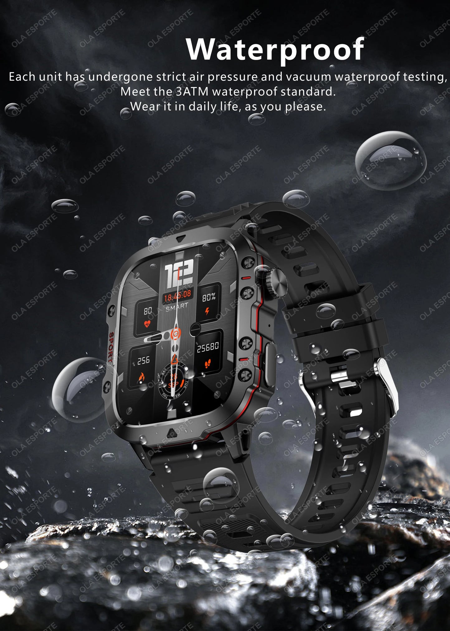 Military Smart Watch Men IP68 5ATM Outdoor Sports Fitness Tracker Health Monitoring 1.81Inch Bluetooth Calls Smartwatch