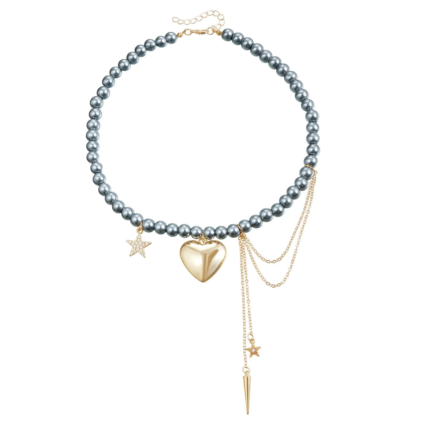 Layered Necklaces Heart Pendant Chain Jewellery Women Y2k Choker Glass Neck Collier Colar Feminino Cadenas Para Mujer for Girls