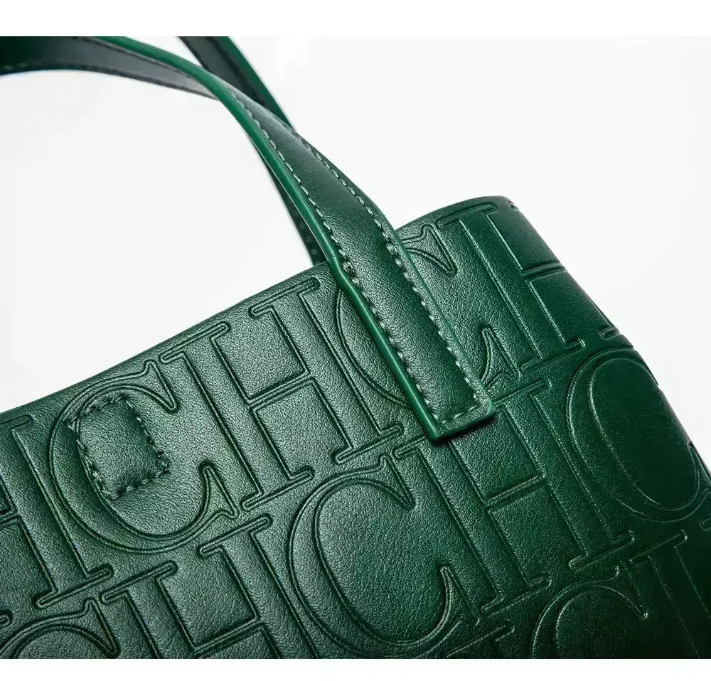 CH Large Capacity Handbag Luxury Brand Temperament Letter Print with Lock Design 2025 Trendy Women's Crossbody Bag