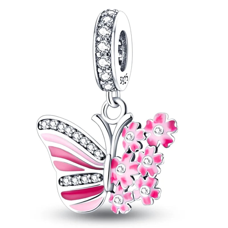 925 Silver Plating Colorful Butterfly Insect Animal Charms Beads Sparkling Zircon Fit Qikaola 925 Original Bracelets DIY Jewelry
