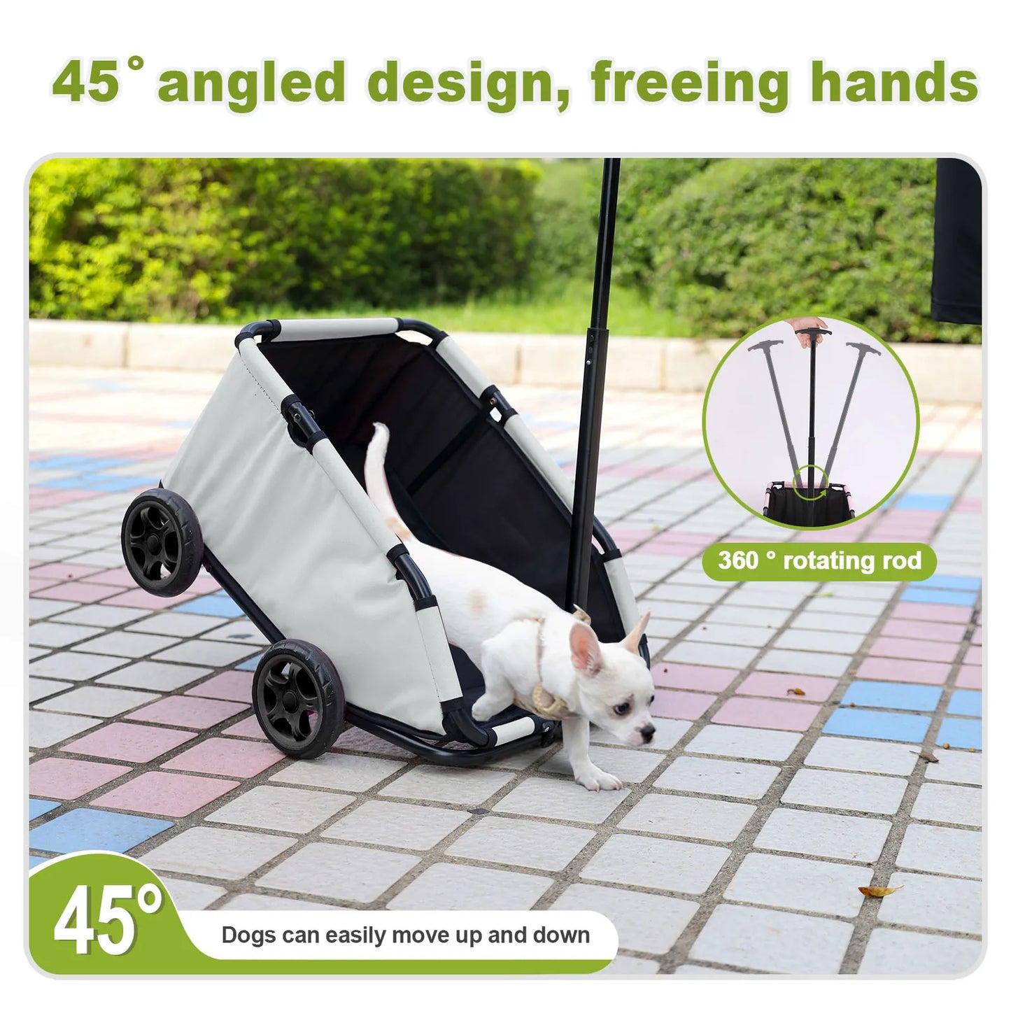 Compact Rotating Pet Stroller - 4-Wheel Foldable for Cats & Small Dogs
