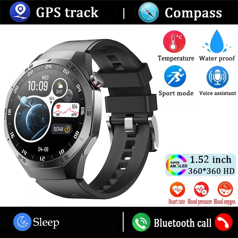 New For Android and ios Smart Watch Men AMOLED Screen GPS Motion trajectory Heart Rate Bluetooth Calls SmartWatch Waterproof