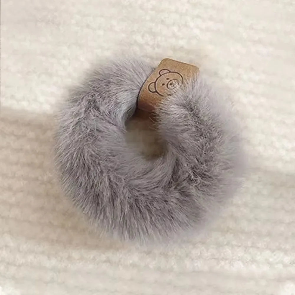 New Korean Style Plush Hair Band Bear Soft Hair Rope Elastic Durable Ponytail Headband