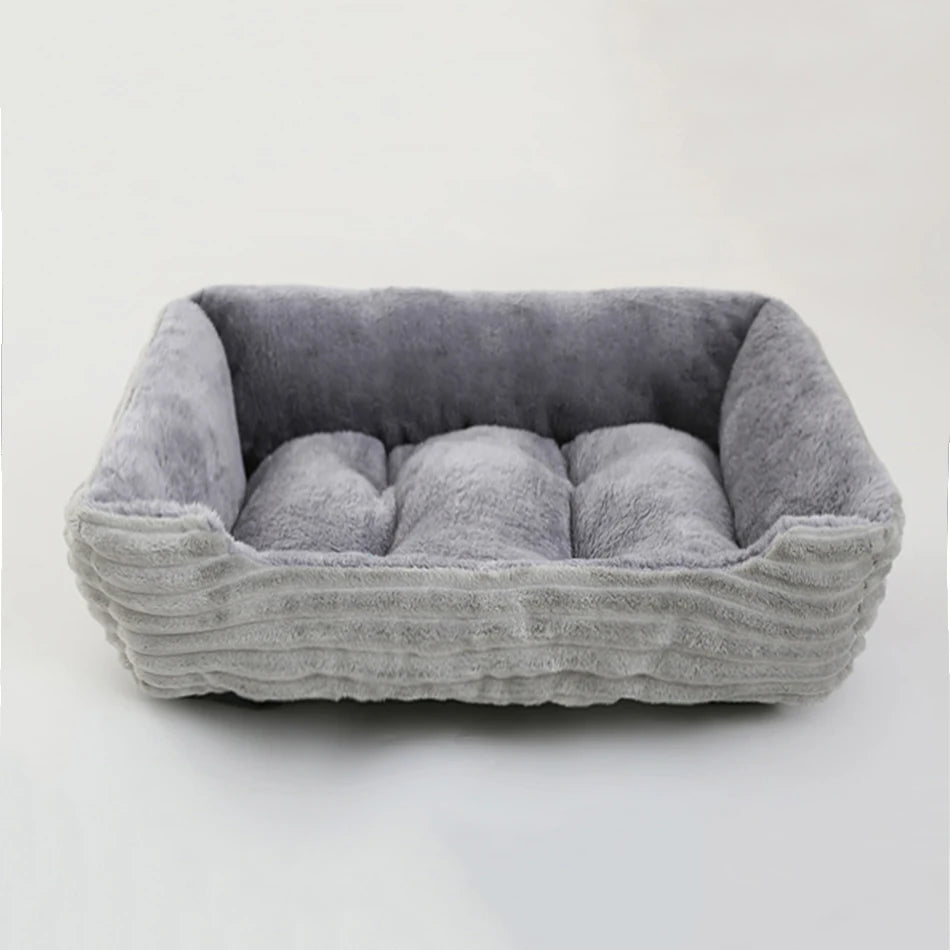 Plush Square Pet Bed - Calming Sofa Cushion for Cats & Small/Medium Dogs