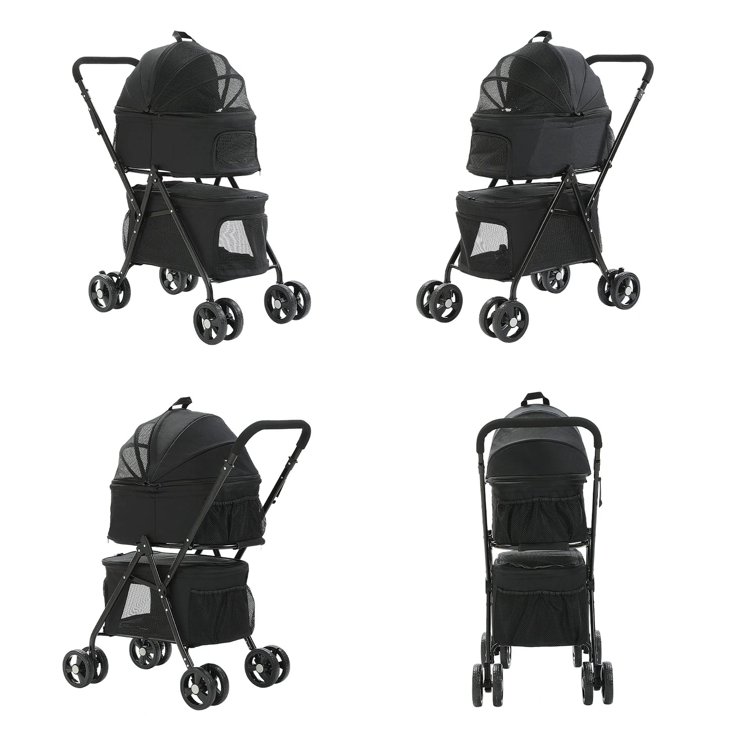 4-Wheel Pet Jogger - All-Terrain Stroller with Storage Basket