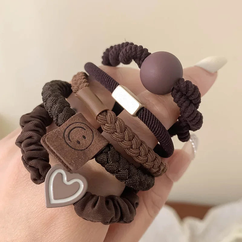5pcs/Bag Seamless Bow Hair Ties