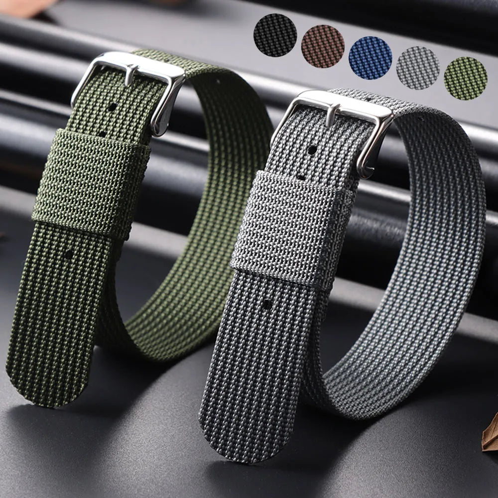 18mm 20mm 22mm Nylon Watch Band for Seiko Braided Canvas Strap Army Sport Men Bracelet Black Green Military Breathable WristBelt