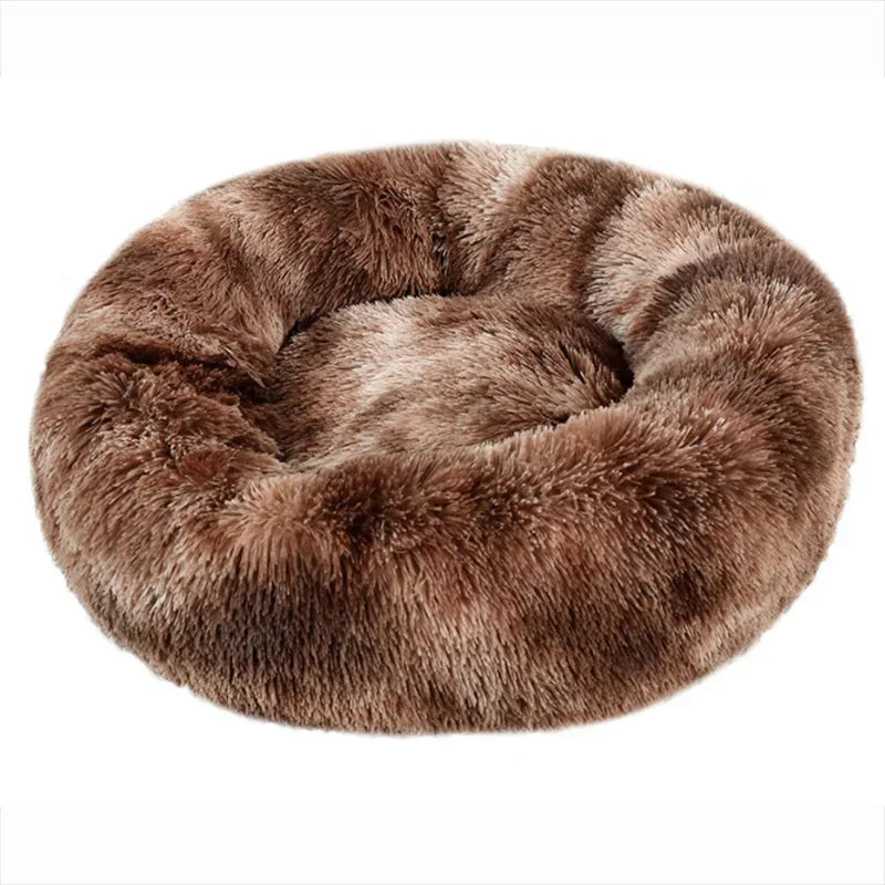 40-90cm Round Plush Pet Bed - Winter Warm Dog & Cat Bed for Medium-Large Pets