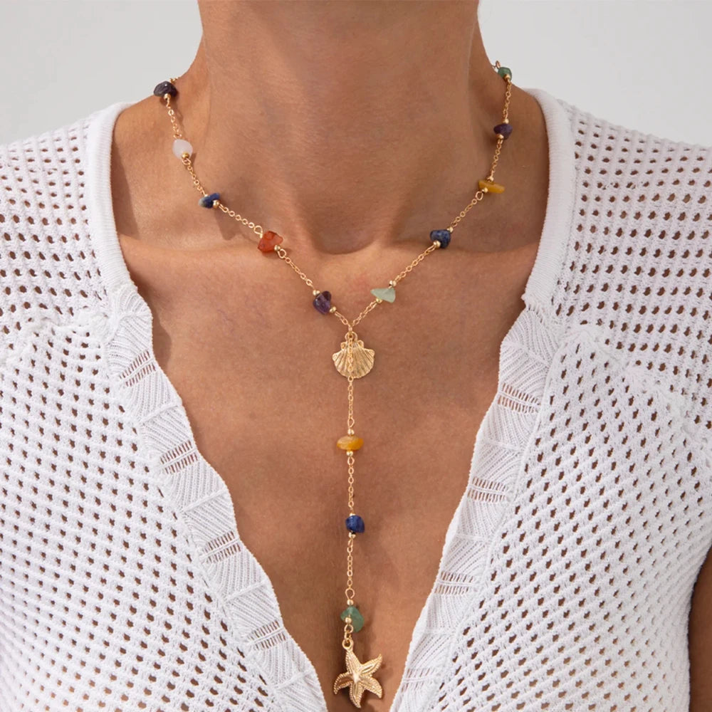 Bohemian Y-Shaped Necklace for Women – Y2K Metal Clavicle Chain Choker