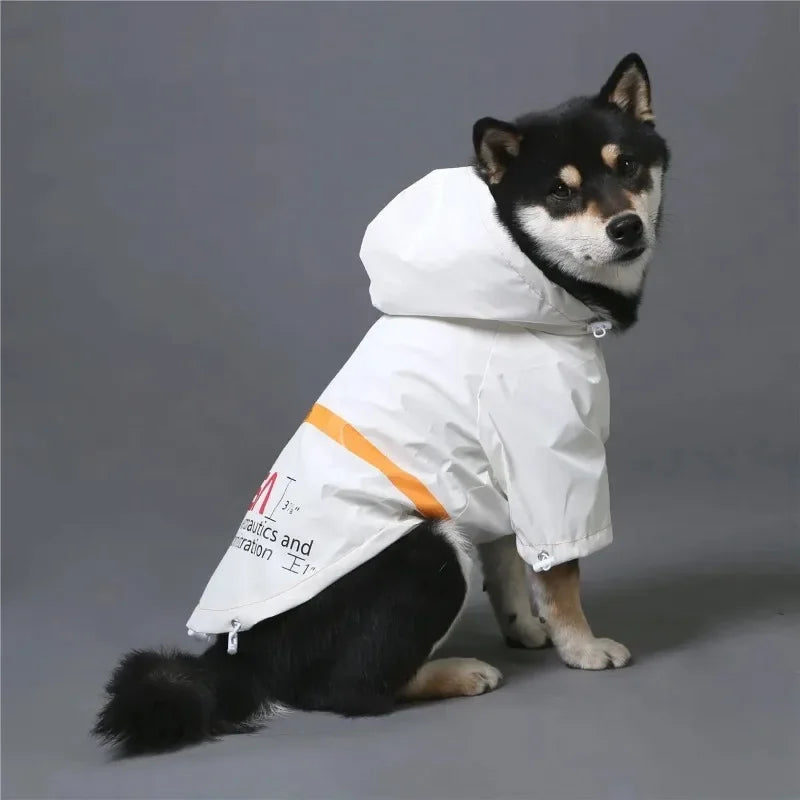 Reflective Space Suit Dog Raincoat - Waterproof Hoodie for All Sizes