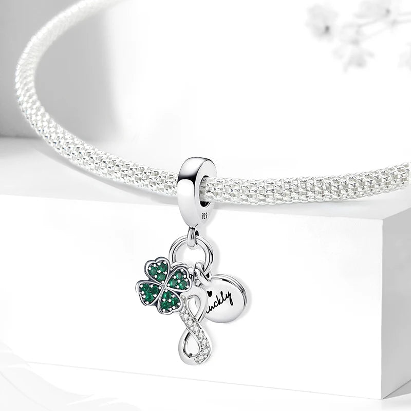 Fit Pan 925 Original Bracelets Love Heart Flower Four Leaf Clover Turtle 925 Silver Charms Beads DIY Birthday Jewelry Gift