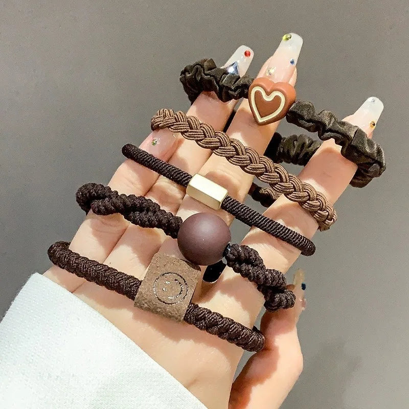5pcs/Bag Seamless Bow Hair Ties