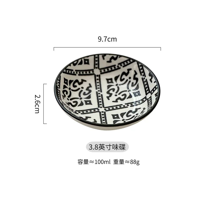 Bohemian Ceramic Sauce Vinegar Dish Plates Seasoning Dish Barbecue Dipped Sashimi Sushi Soy Snack Fruit Dessert Plates Tableware