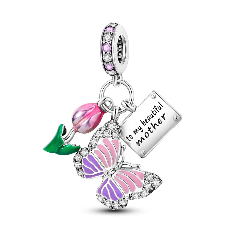 925 Silver Plating Colorful Butterfly Insect Animal Charms Beads Sparkling Zircon Fit Qikaola 925 Original Bracelets DIY Jewelry