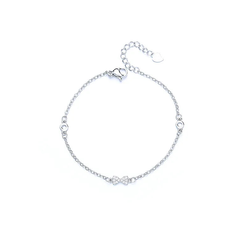 VENTFILLE 925 Silver Diamond-Studded Butterfly Bracelet Women's Fashion Temperament Flower Adjustable Bracelet