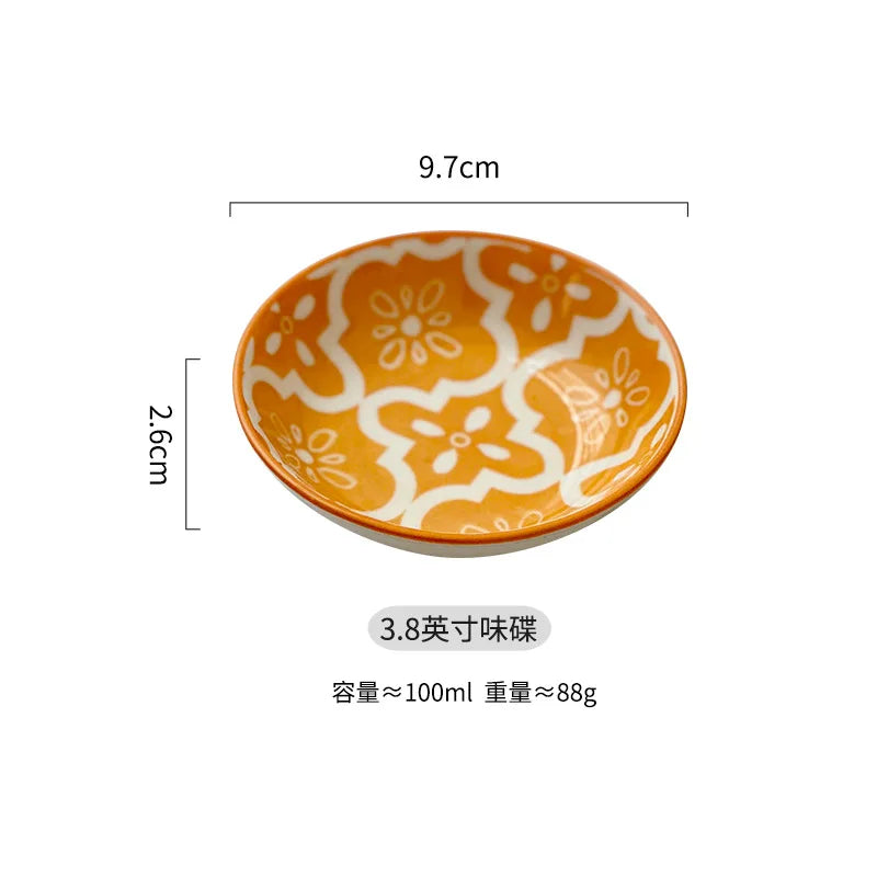 Bohemian Ceramic Sauce Vinegar Dish Plates Seasoning Dish Barbecue Dipped Sashimi Sushi Soy Snack Fruit Dessert Plates Tableware