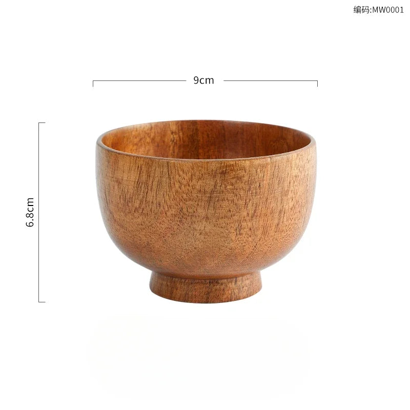 Japanese Wooden Bowl Rice Noodle Bowl Ramen Bowl Kitchen Utensils Accessories Natural Solid Wood No Splicing Tableware