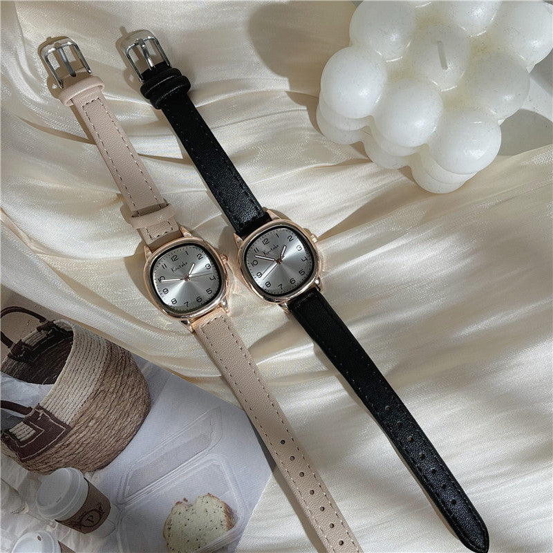Simple Retro Exam Watch Female Student Art School Style Fashion Leather Band Wristwatch for Women Reloj Mujer Dropshipping