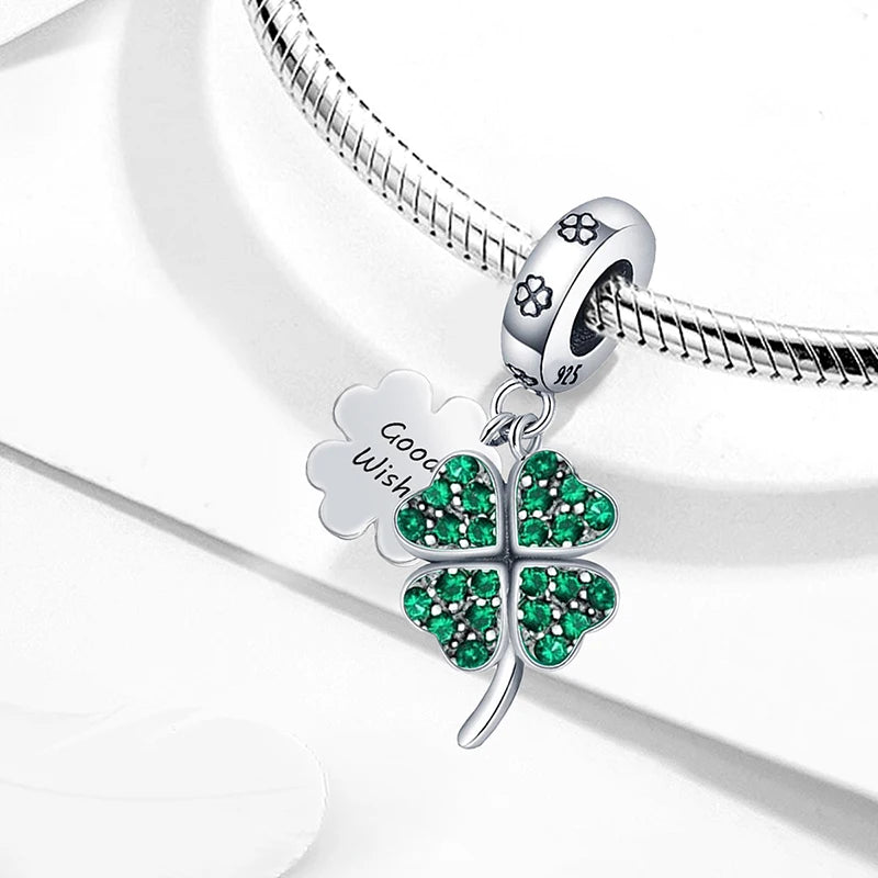 Fit Pan 925 Original Bracelets Love Heart Flower Four Leaf Clover Turtle 925 Silver Charms Beads DIY Birthday Jewelry Gift