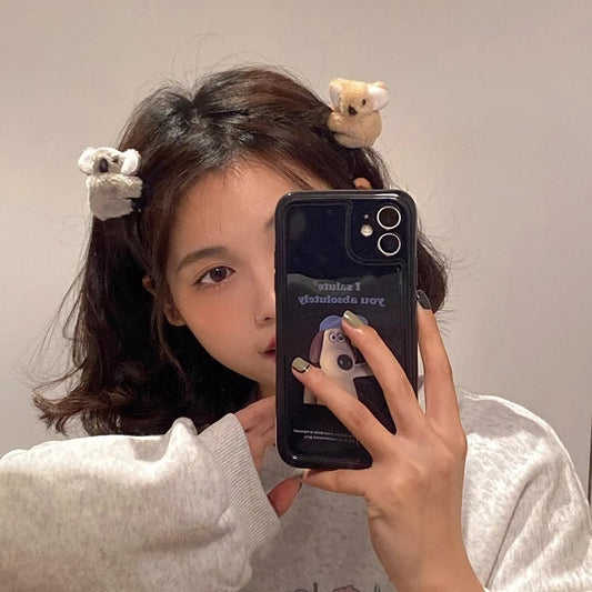 Cartoon Cute Plush Koala Hairpins Hair Claw for Women Soft 3D Animal Side Bangs Clip Barrettes for Women Girls Hair Accessories