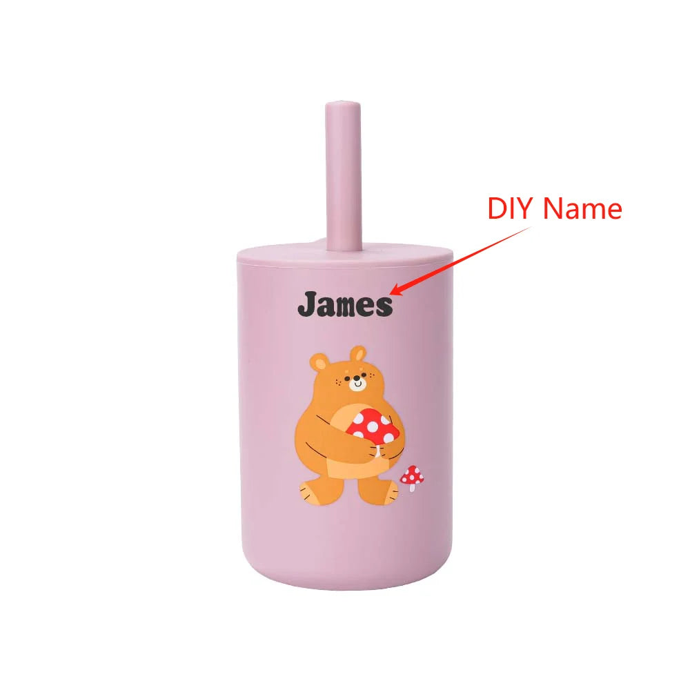 Baby Feeding Drinkware Straw Cup, Baby Learning Feeding Bottles, Anti-Hot Leakproof Silicone Tableware, Toddler Water Bottle