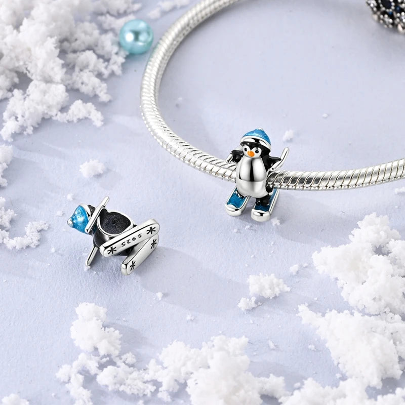 New Fireplace Snowman Sweater Sweet Romantic Christmas Winter Theme Charms Beads Fit Pan 925 Original Bracelets DIY Fine Jewelry