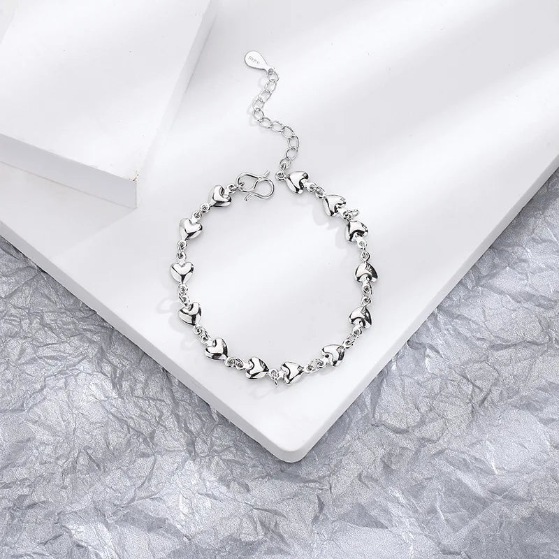 VENTFILLE 925 Silver Diamond-Studded Butterfly Bracelet Women's Fashion Temperament Flower Adjustable Bracelet