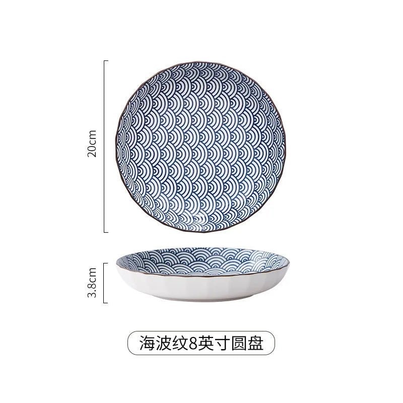 Japanese Ceramic Tableware Underglaze Color Dishes Rice Bowl