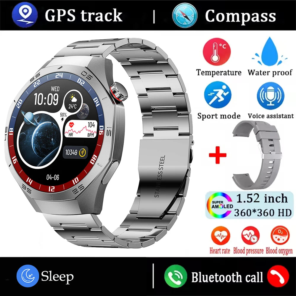 New For Android and ios Smart Watch Men AMOLED Screen GPS Motion trajectory Heart Rate Bluetooth Calls SmartWatch Waterproof