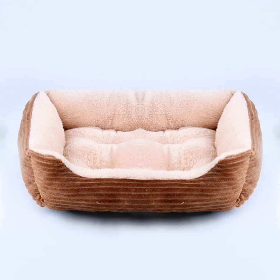 Plush Square Pet Bed - Calming Sofa Cushion for Cats & Small/Medium Dogs