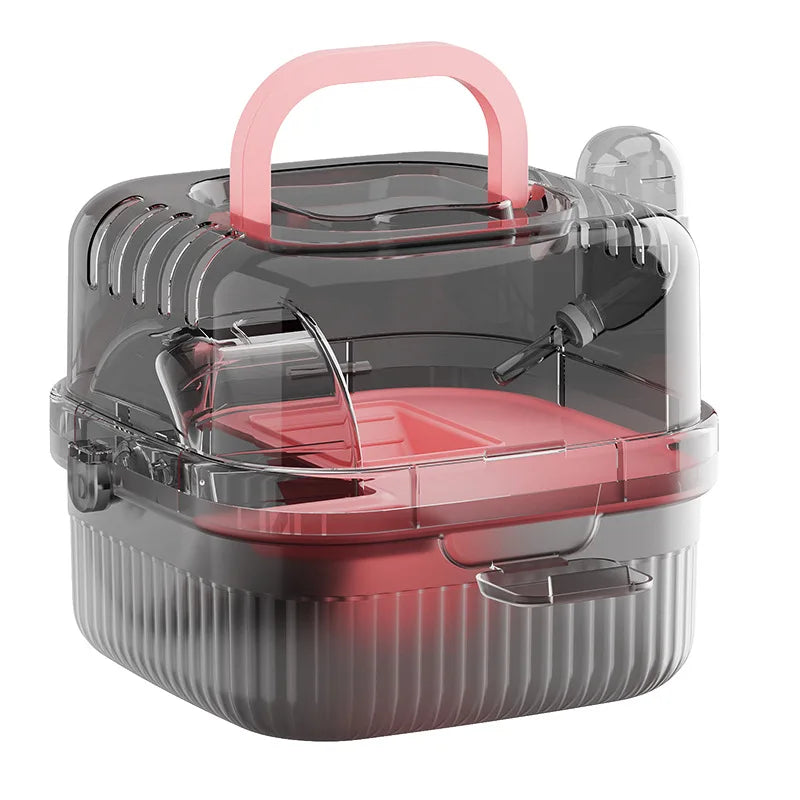 Hedgehog Carrier Translucent Hamsters Travel Carry Case Large Capacity Breathable Hamster Habitat Small Animal Carrier With