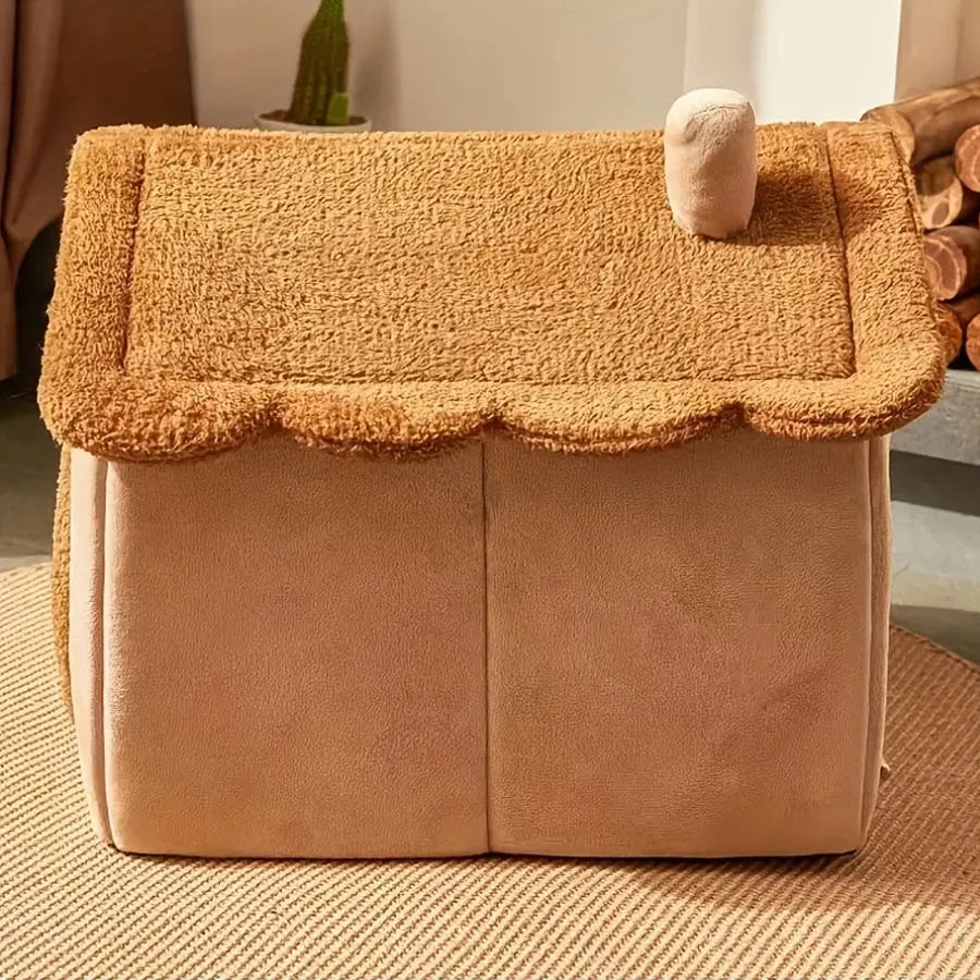 Foldable Pet Cave Bed - Removable & Washable for Cats and Small Dogs