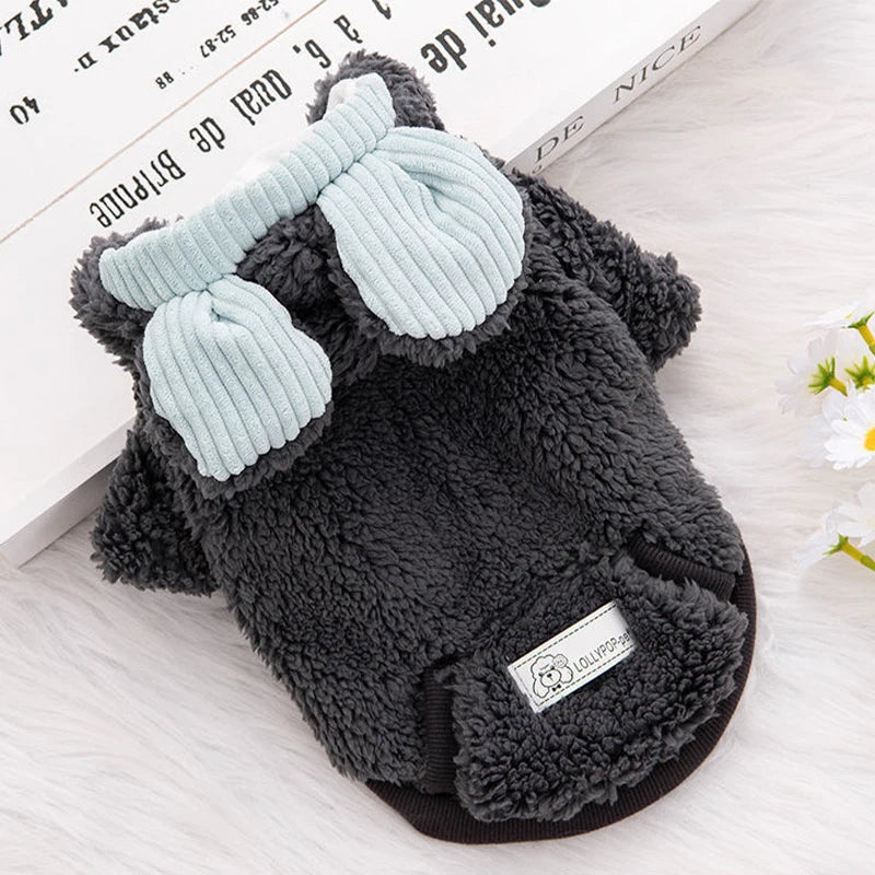 Cozy Fleece Dog Coat - Bear-Design Winter Jacket for Small Breeds