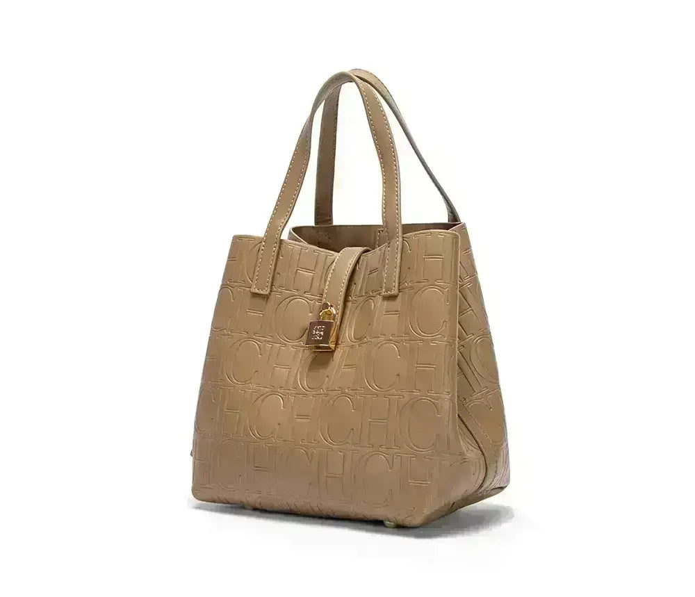 CH Large Capacity Handbag Luxury Brand Temperament Letter Print with Lock Design 2025 Trendy Women's Crossbody Bag