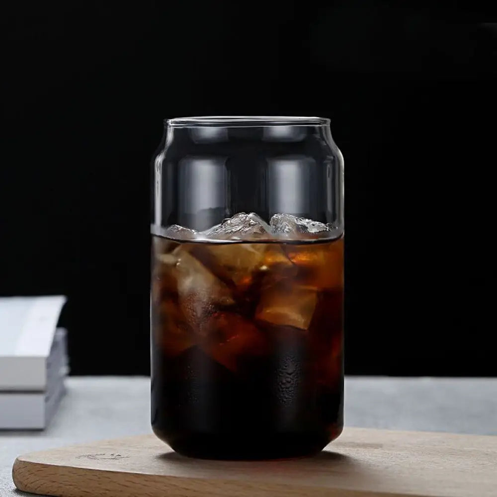 Creative Can Shape Tea Juice Milk Glass Cup Coffee Mug Wine Glass Drink Cup High Borosilicate Glass Drinkware Durable