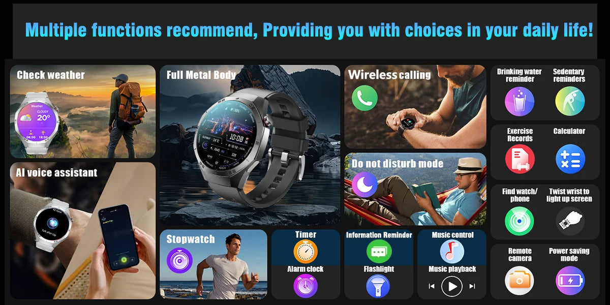 New For Android and ios Smart Watch Men AMOLED Screen GPS Motion trajectory Heart Rate Bluetooth Calls SmartWatch Waterproof