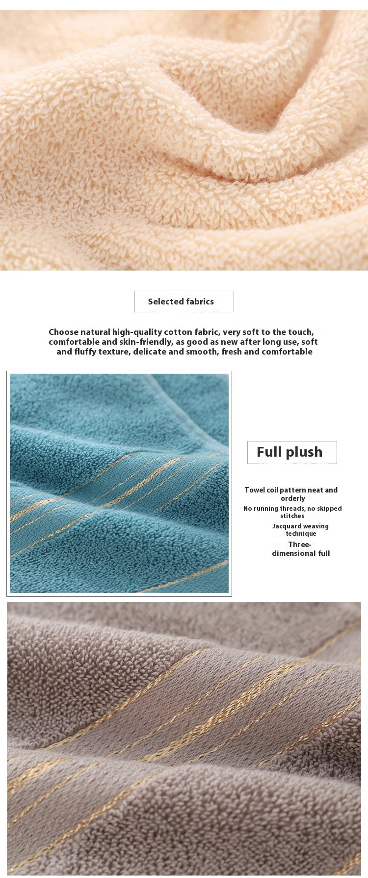 All-Cotton Class A Premium Face & Bath Towel Set - Thickened & Highly Absorbent