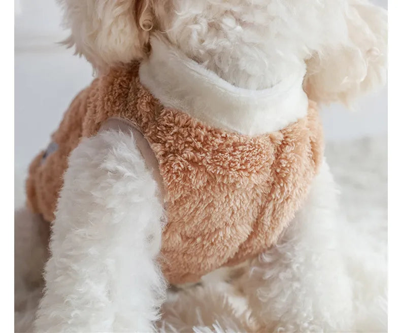 Cozy Bear Fleece Vest for Dogs & Cats - Winter Pet Apparel with Leash Buckle
