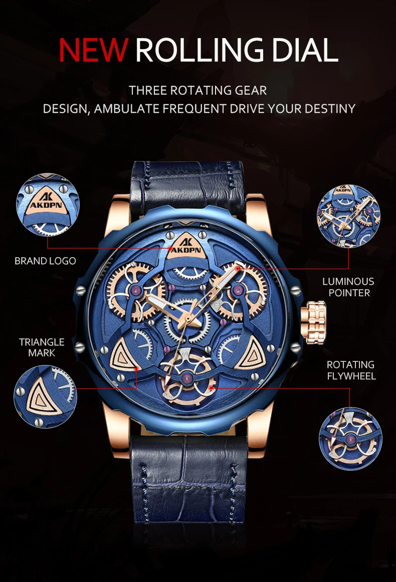 A high-end men's watch with cool retro and trendy style quartz watch