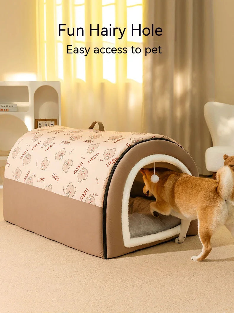 Extra Large Dog Bed - Winter Warm House-Style Bed with Removable Cover