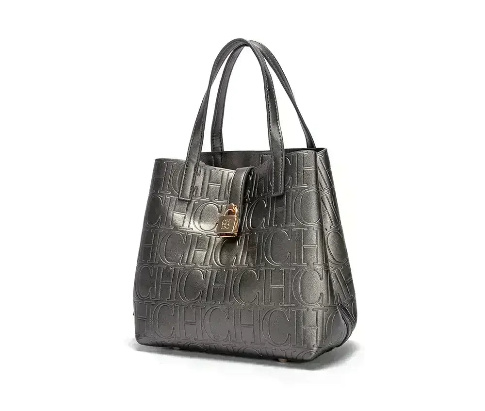 CH Large Capacity Handbag Luxury Brand Temperament Letter Print with Lock Design 2025 Trendy Women's Crossbody Bag